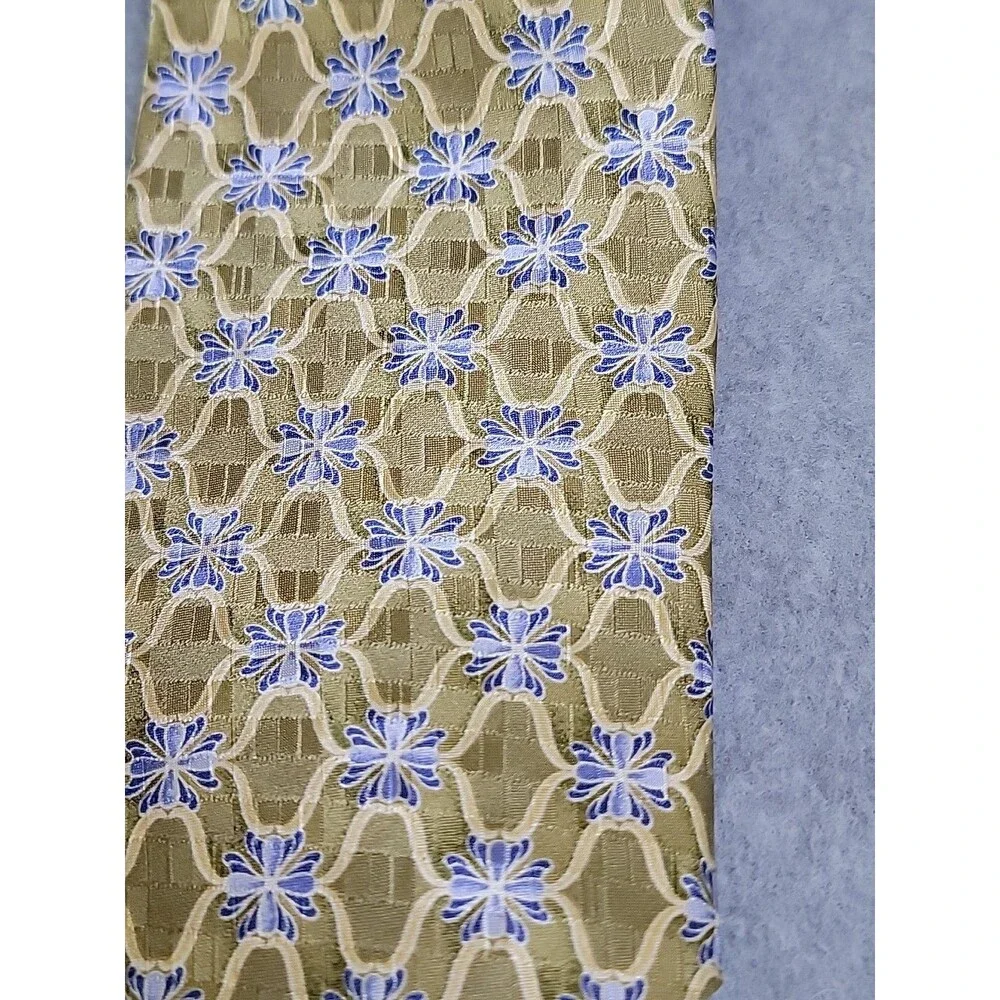 Vintage JZ Richards Silk Tie Mens Gold Blue Geometric Floral‎ Nordstrom USA NEW